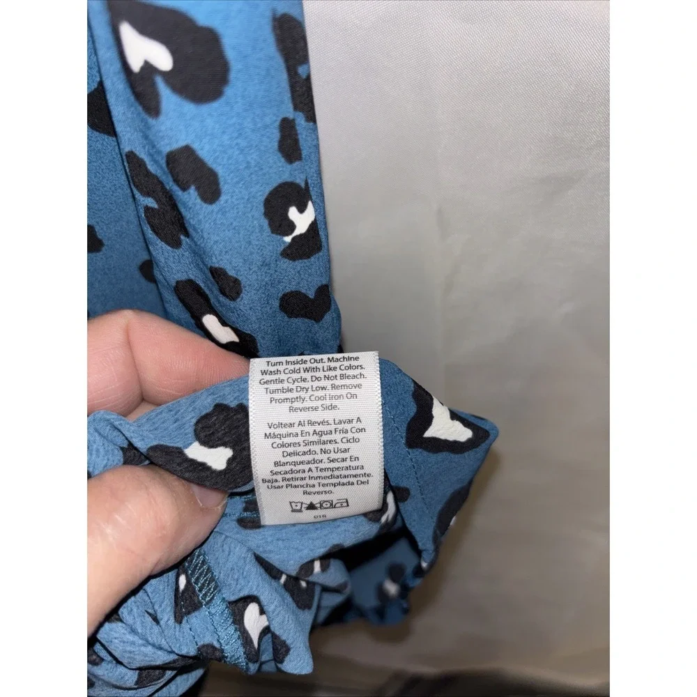 Wonder Nation Girls DARK TEAL BLUE LEOPARD PRINT DRESS Ruffles 10/12 Plus NWT